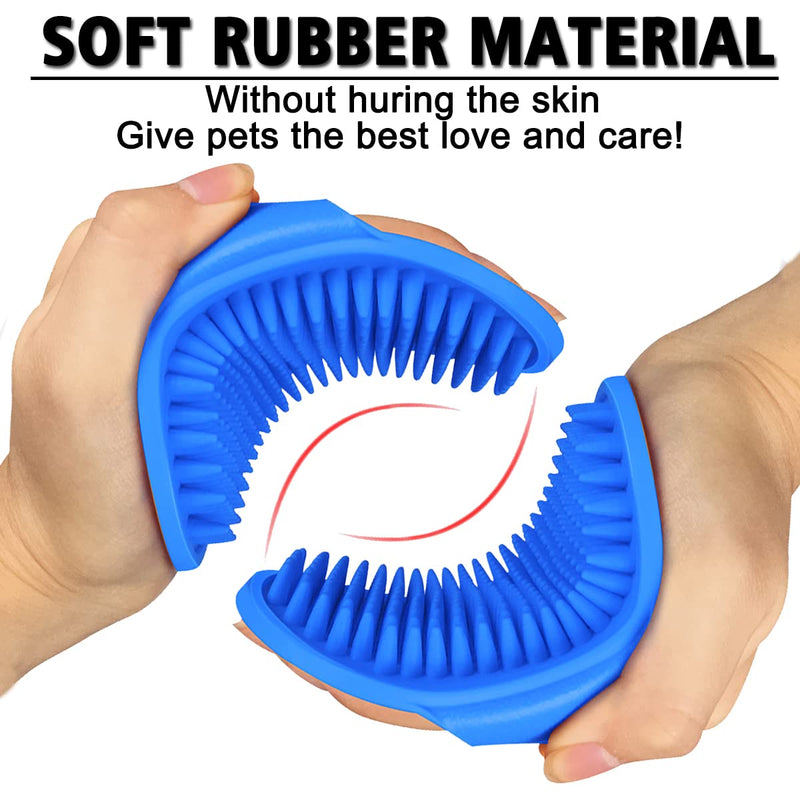 Dog Grooming Brush, Pet Shampoo Bath Brush Shedding Soothing Massage Rubber Comb with Adjustable Ring Handle for Long Short Haired Dogs and Cats 2pcs Blue & Yellow - PawsPlanet Australia