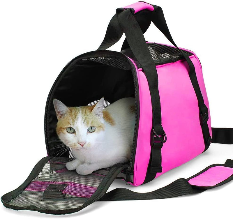 Cat Carrier,Soft-Sided Pet Travel Carrier for Cats,Dogs Puppy Comfort Portable Foldable Pet Bag Airline Approved (Small Rosered) Small RoseRed - PawsPlanet Australia