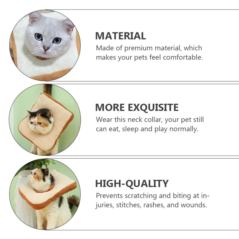 Beaupretty Yellow Cotton Cat Collar in Bread Shape Comfortable Anti-Bite Recovery Collar for Cats in Medium Size for Safe Recovery and Licking Protection