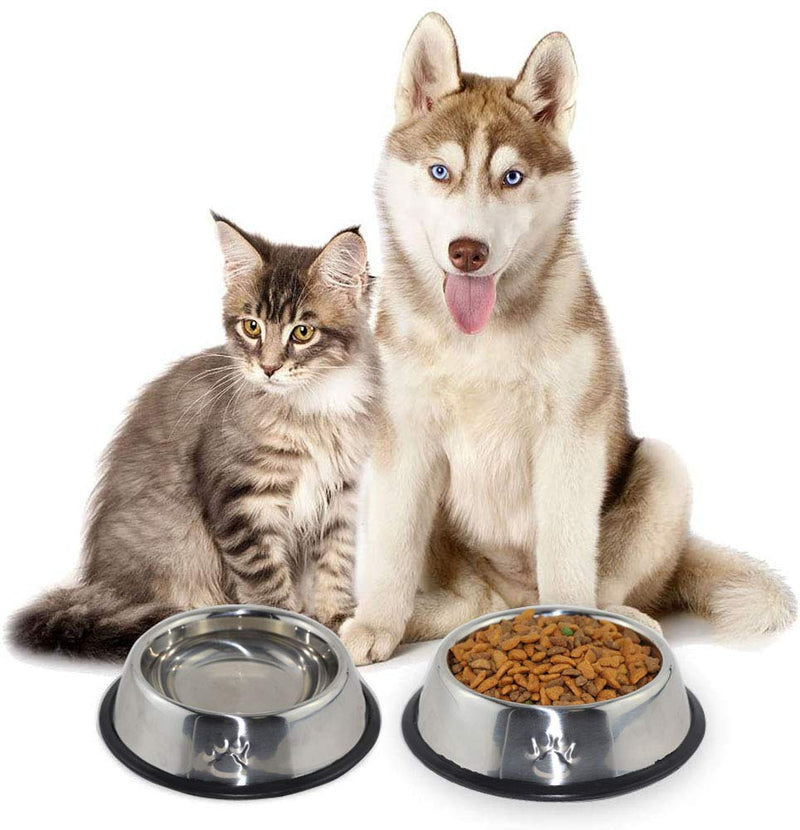 Stainless Steel Cat Bowl, 4 Pack Metal Dog Bowls for Food and Water, Non-Slip Pet Feeding Dish Bowl with Rubber Base for Indoor Cats Small Dogs - PawsPlanet Australia