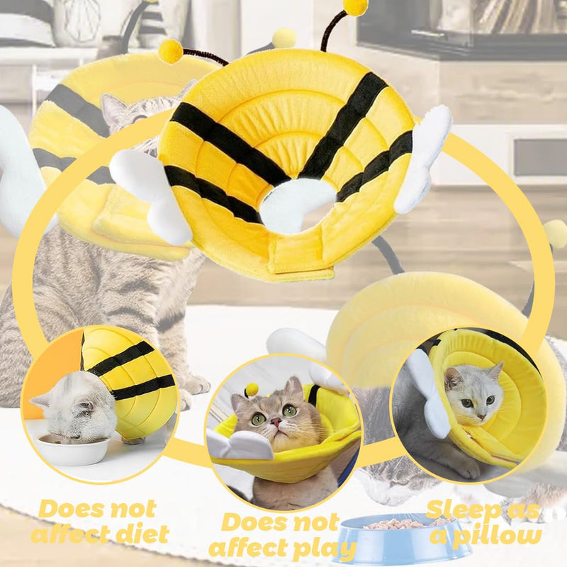1 Soft Elizabethan Collar for Cats, Adjustable Cotton Surgical Collar for Cats and Dogs, Wound Protection After Surgery Injuries, Size M, Yellow