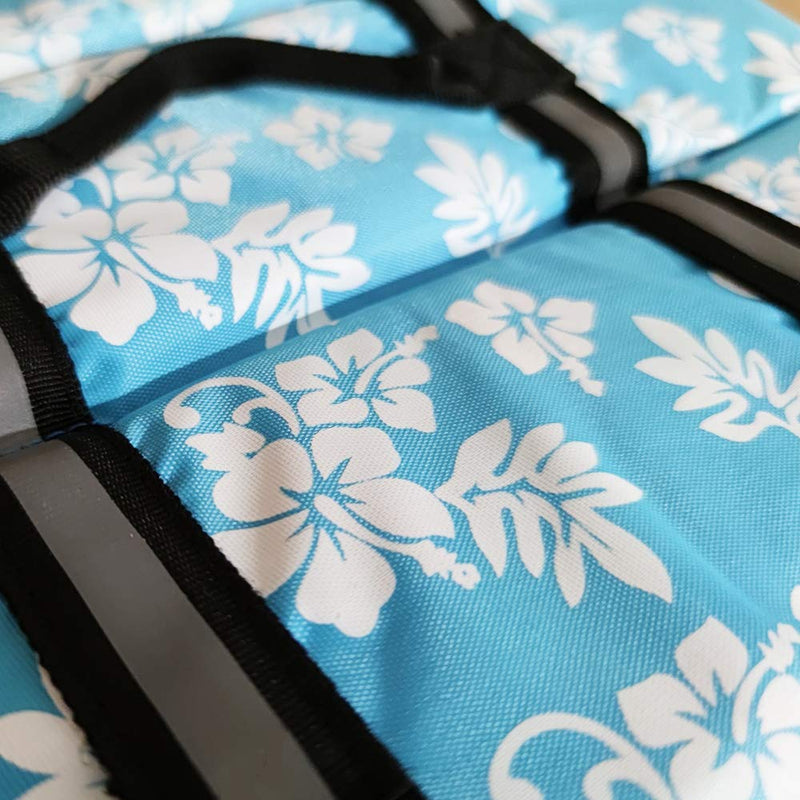 Dog Life Jacket Easy-Fit Adjustable Belt Pet Saver Swimming Safety Swimsuit Preserver with Reflective Stripes for Doggie (L, Flowers and Blue) L - PawsPlanet Australia