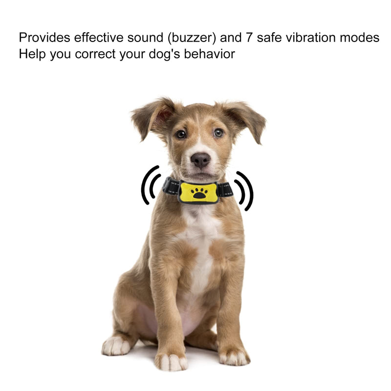 Anti Dog Bark Collar, Dog Barking Collar, USB Rechargeable Vibration Intelligent Recognition Training Collar 7 Sensitivity (Lemon Yellow) - PawsPlanet Australia