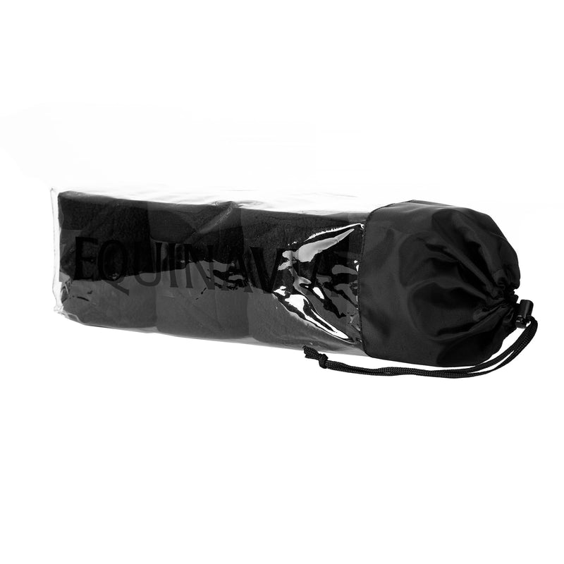 Equinavia Luna 9' Fleece Polo Wraps, Set of 4 Horse Leg Bandages with Storage Bag | Black - One Size - Black - One Size