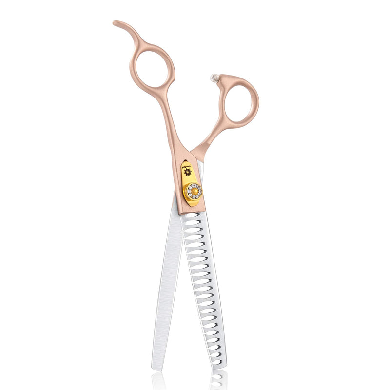 7 Inches Professional Pet Grooming Scissors, 440C Japanese Steel Straight & Curved & Thinning & Chunker Shears/Scissors for Dog Cat and More Pets (7 inch-Chunker Scissors) 7 Inch-chunker Scissors - PawsPlanet Australia