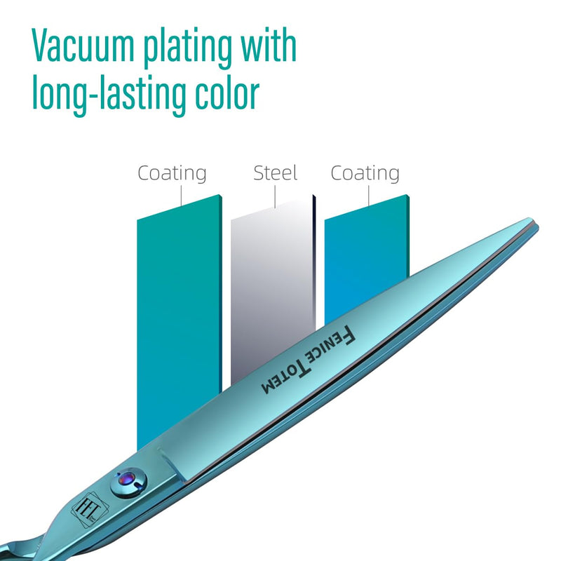 Dog Grooming Scissors: Blueish Green 7 inch Pet Straight Shears Made Of Japanese 440C Advanced Stainless Steel Professional Grooming Scissors for Dogs Cats and Other Pets 7.0 inch - PawsPlanet Australia