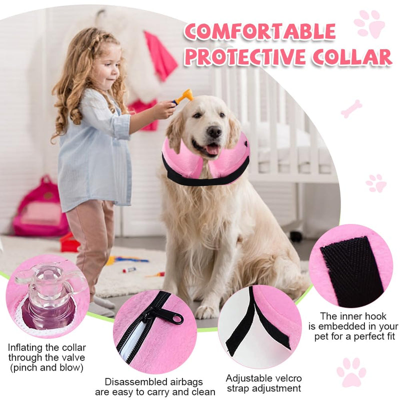 Dog neck brace, dog collar lick protection, SZMK inflatable dog protective collar soft, adjustable neck brace cat neck brace, collar for dog after surgery, cat collar with adjustable buckle - L L
