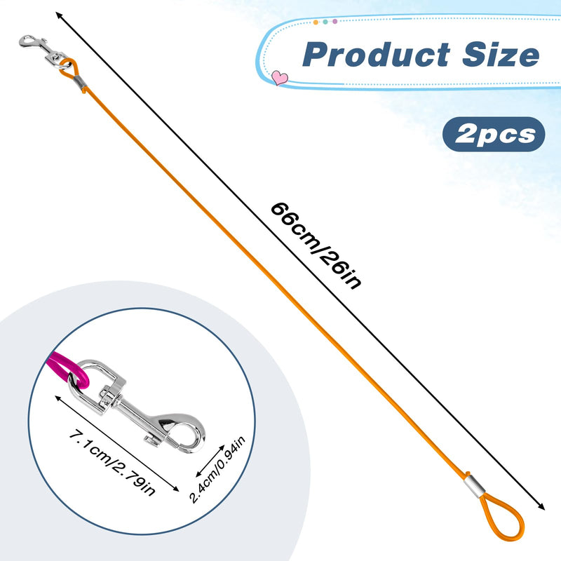 2 Pack Chew Proof Dog Leash Extension Metal Cable Lead, Non-Tangle Connect Leash for Any Leash & Collar & Harness, Heavy Duty Black Dog Leash Extender (Orange+Purple) - PawsPlanet Australia