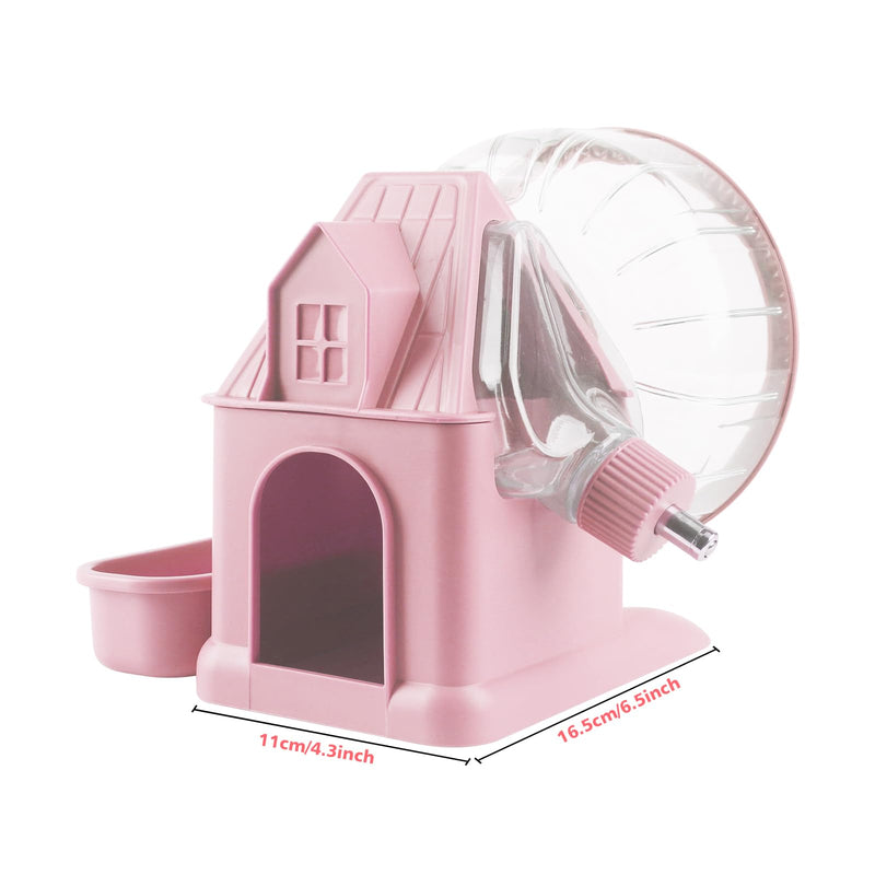 4 in 1 Silent Large Hamster Wheel Multifunctional Hamster Running Wheel Quite Running Spinner Wheel Accessories with Food Bowl Water Bottle for Hamsters Dwarf Gerbil (Pink) Pink - PawsPlanet Australia