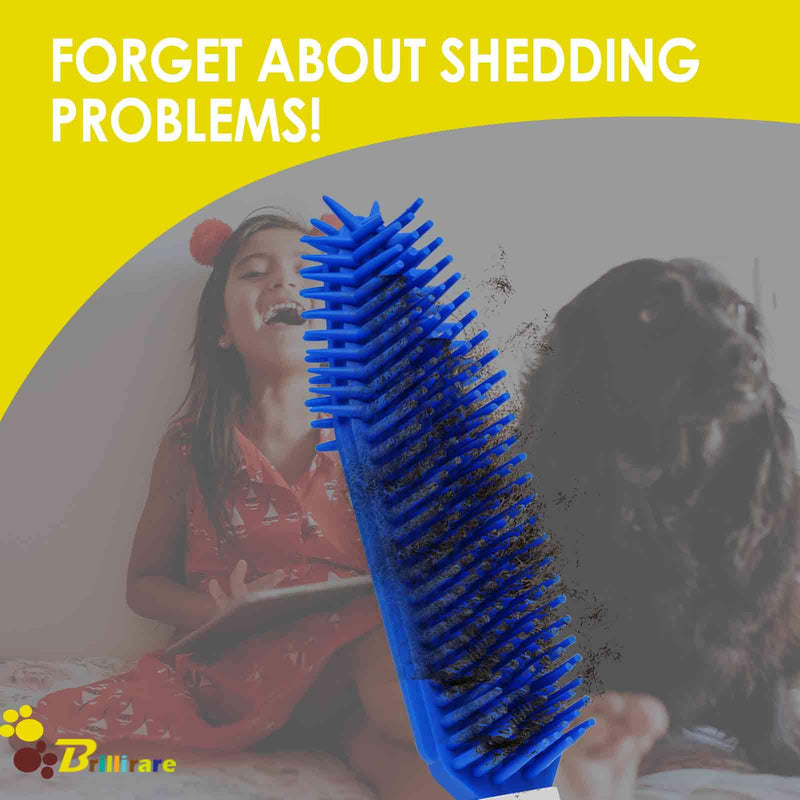 2 Pack Dog Grooming Bath Brush, Premium Soft Silicone Pet Brushes with Handle, Shampoo Soothing Comb for Wet Dry Long Short Haired Dogs & Cats Massaging, Deshedding Shower Scrubbing - PawsPlanet Australia