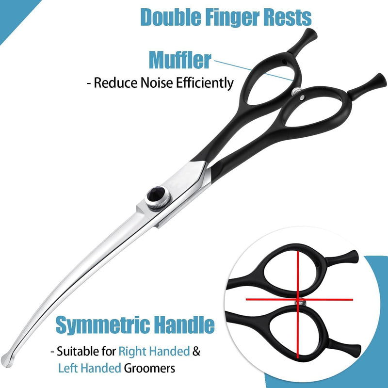 Dream Reach 6.5" Downward Curved Dog Grooming Scissors for Trimming Face and Paws, Safety Round Tip Shears for Pet Dogs and Cats, Professional Pet Grooming Scissors Black Black-6.5in - PawsPlanet Australia