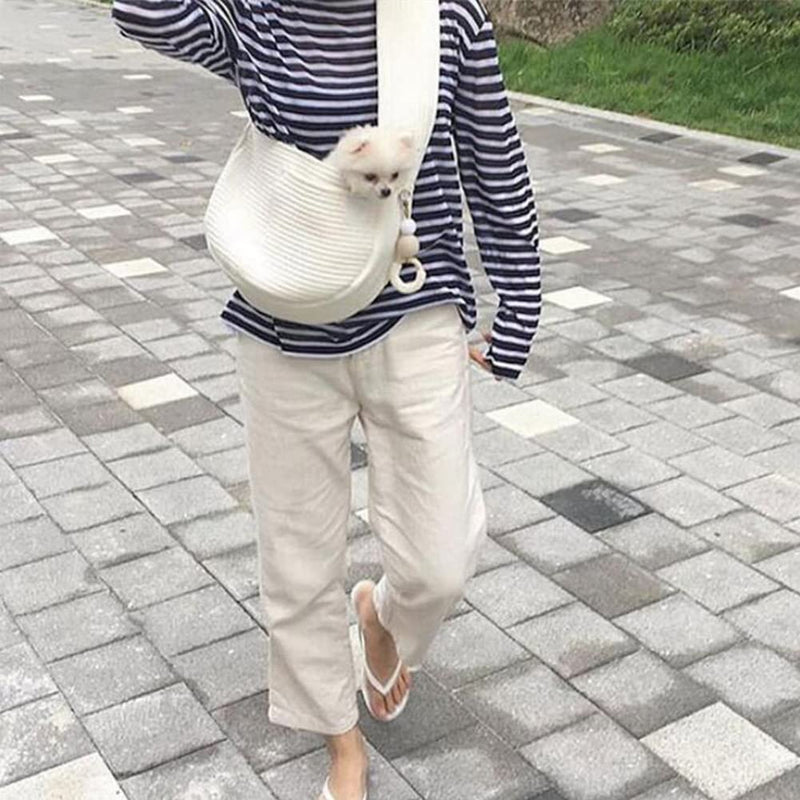 Gigicloud Pet Carrier Bags Large-Capacity Pet Travel Carrier Portable Outdoor Dog Crossbody Bags Pet Carrier Tote for Cats Dogs Outdoor Subway Shopping Hiking Traveling, Within 13 Pounds Medium Pure White (No Bears) - PawsPlanet Australia
