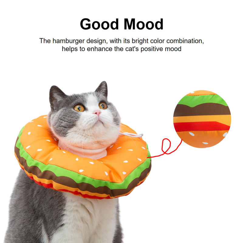 EWES Cat Cone Collar Soft M Size Alternative Neck Cones to Stop Licking Kitten Comfy Elizabethan Collars After Surgery Neuter Dog Donut Collar for Pet e Collar Recovery Shame Hamburger