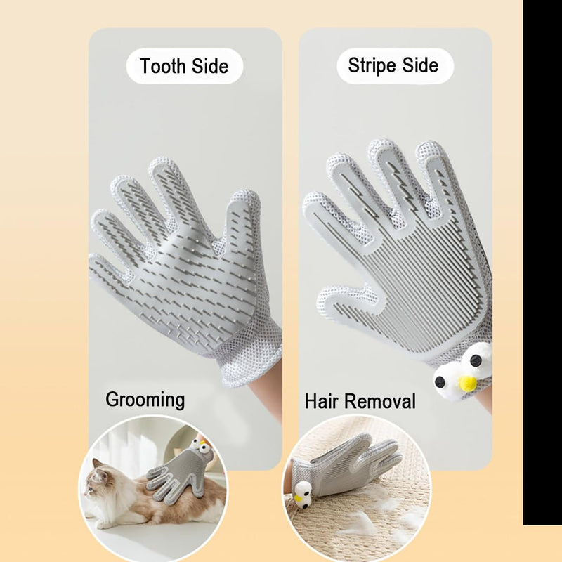 2 in 1 Pet Grooming Gloves for Dogs & Cats, Pet Fur Remover Glove, Grooming Brush for Shedding, Massage, Hair Remover Mitt, Fur Cleaner for Couch, Clothes,Carpet -1 Piece (Gray) Gray - PawsPlanet Australia