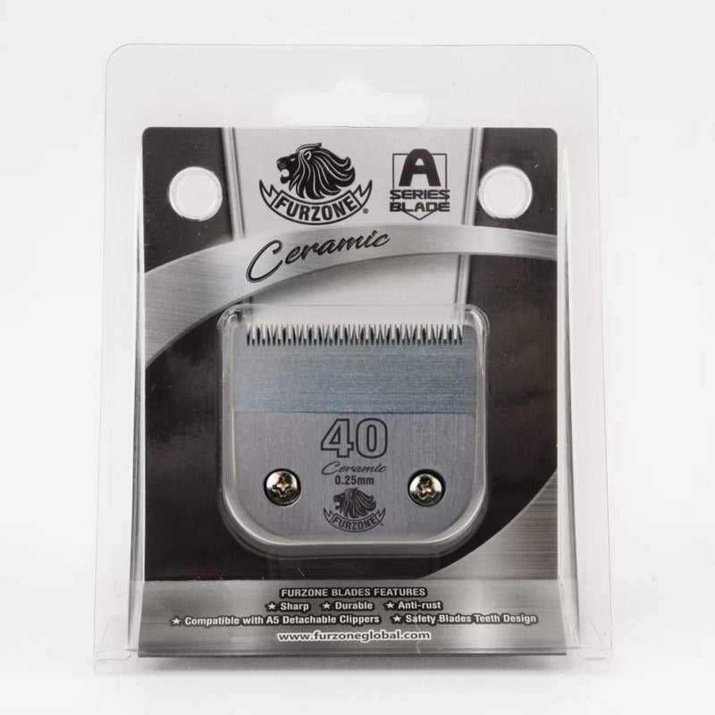 Furzone Detachable Ceramic Blade - Size 40 Blade 1/100", Made of High-Tech Ceramic Materials, Compatible with Most Andis, Oster, Wahl A5 Clippers