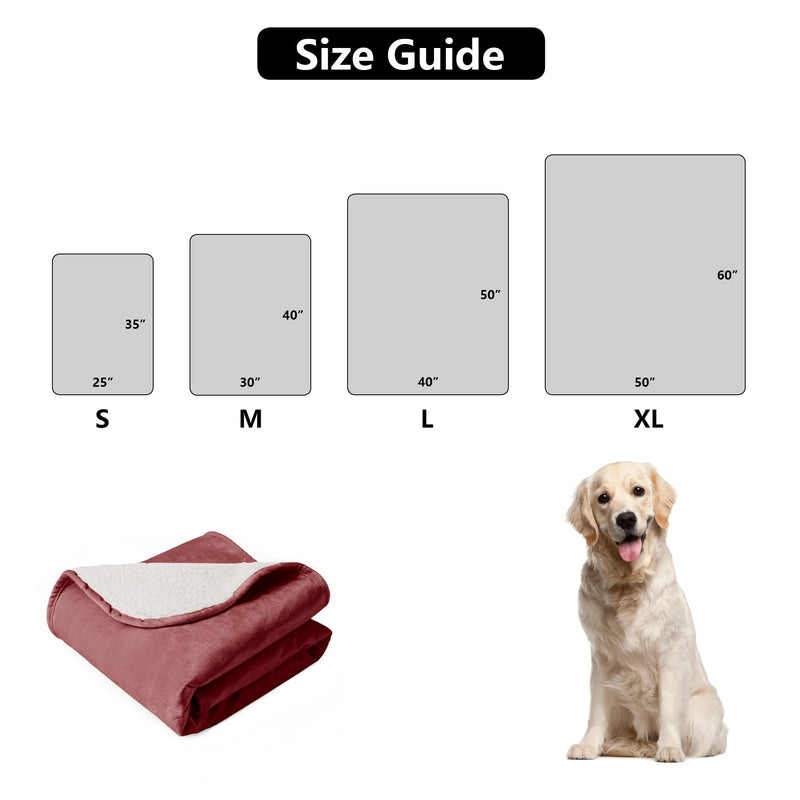 Waterproof Dog Blankets for Large Dogs, Washable Pet Blanket for Indoor Cats, Plush Sherpa Puppy Throw Furniture Protector for Bed Couch Sofa(40"x50",L,Burgundy Red) Burgundy Red 40x50 Inches - PawsPlanet Australia