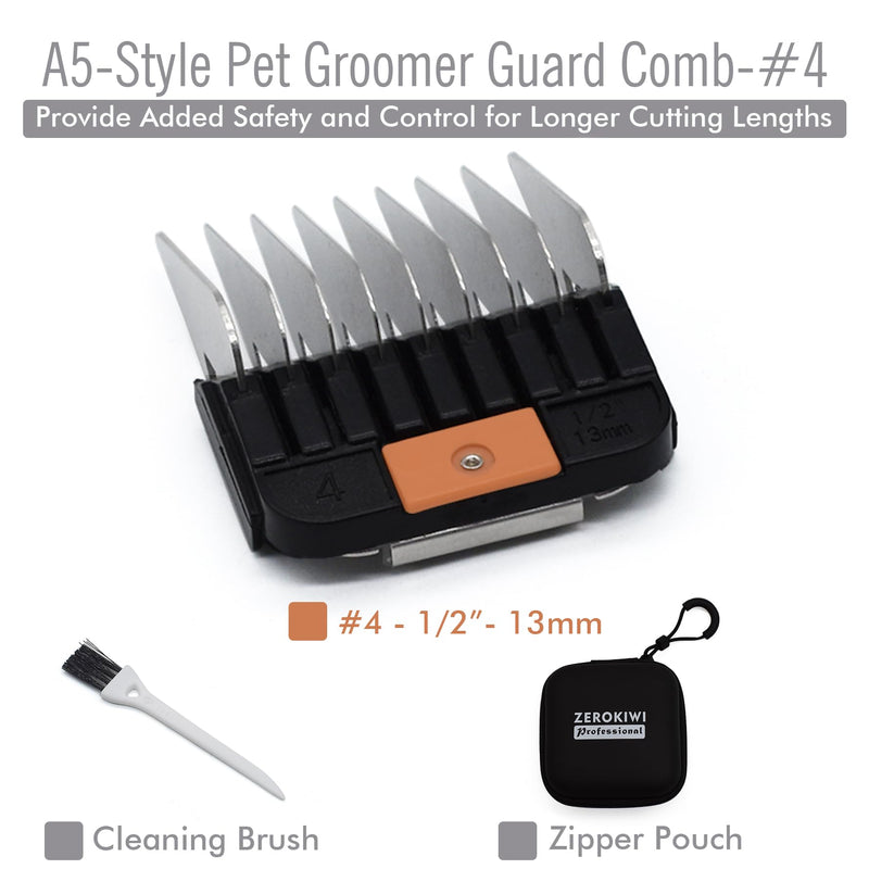 Professional A5-Style Animal Clipper Stainless Steel Color-Coded Snap-on Attachment Guard Guide Comb, 1/8"-1" Compatible with Wahl KM Series Oster A5 Andis Detachable Blade Pet Dog Groomers (#4-1/2") #4-1/2" - PawsPlanet Australia