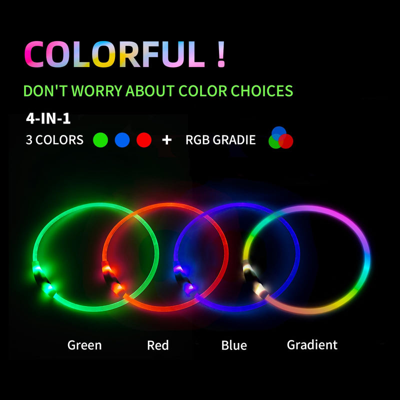 Light Up Dog Collar Super Bright Led Dog Collar with RGB Lighting Modes, Type-C Rechargeable & Waterproof Glow in The Dark Collar for Small Medium Large Dogs 70cm Cutable Collar Night Walking Safety - PawsPlanet Australia