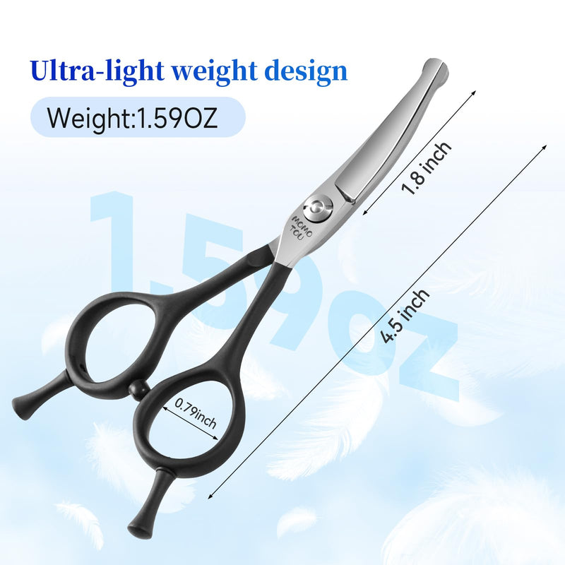 4.5" Small Dog Grooming Scissors with Comfortable Non-slip Handle and Safety Round Tip 440C Curved Sharp Blades Dog Shears for Eyes, Ears and Paws Easy to Use. Curved Scissors - PawsPlanet Australia
