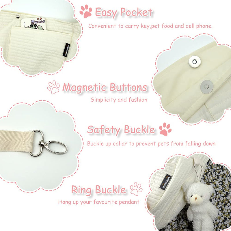 NATUYA Small Dog Carrier Sling Cat Sling,Adjustable Strap Hand Free Pet Puppy for Outdoor Traveling Subway (White, Canvas) white - PawsPlanet Australia
