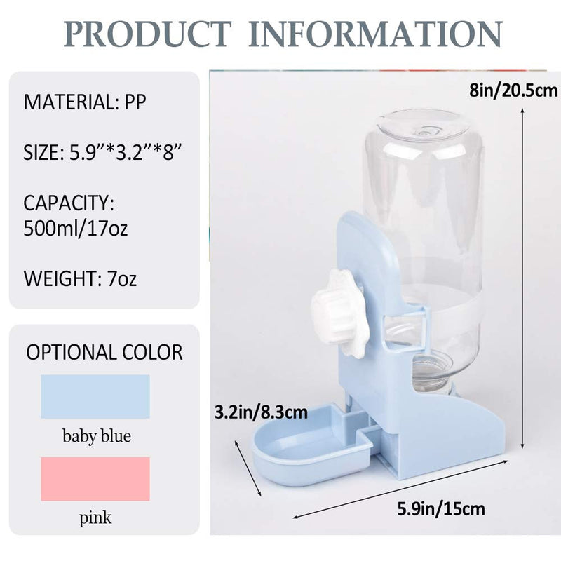 kathson Rabbit Water Bottle, 17oz Hanging Water Fountain Automatic Dispenser No Leak WaterFeeder for Bunny Chinchilla Guinea Pig Hedgehog Ferret Water Dispenser，Pink - PawsPlanet Australia