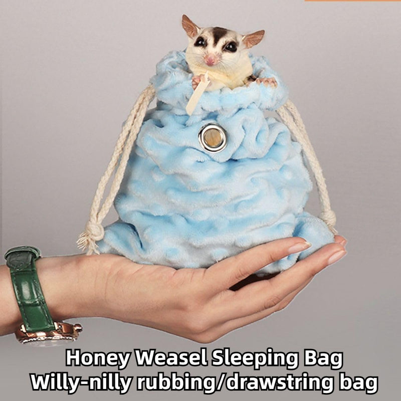 Sugar Glider Bonding Pouch - Soft Sleeping Pouch with Breathable Vent & Drawstring Portable Travel Bag Small Animal Carrier for Sugar Glider Squirrel Hamster Rats Hedgehog Bird Parrot (Grey) Grey