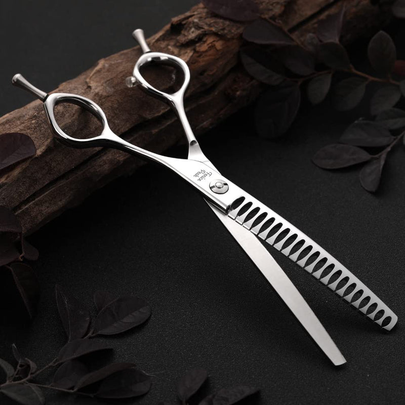 Fenice Peak Dog Grooming Shears Curved Chunker Scissors for Dogs and Cats Face Body Trimming Shears 440C 7.5'' fishbone teeth 7.5'' - PawsPlanet Australia