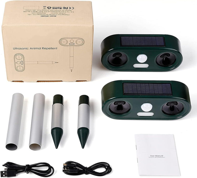 Cat Repellent 2X, 5 Modes, Cat Repellent Garden, Solar & Battery Powered, Cat, Mouse Repellent - PawsPlanet Australia