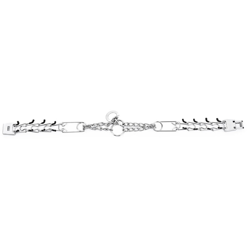 MOZETO Prong Collar for Dogs, Adjustable Quick Release Stainless Steel Dog Pinch Training Collar with Metal Buckle Silver Neck Girth 11.2"-14.5" - PawsPlanet Australia