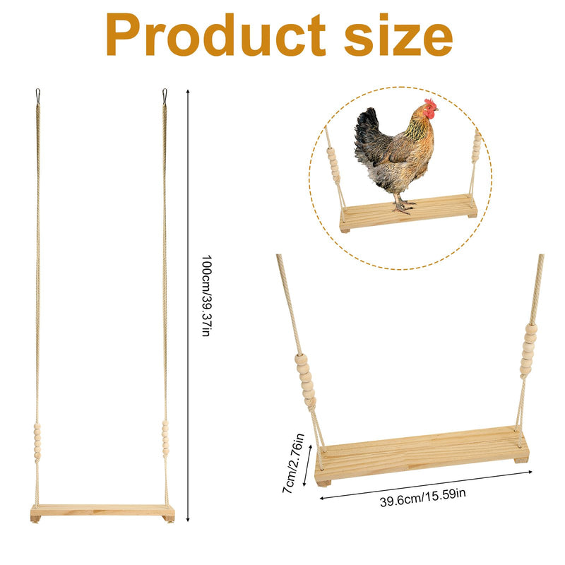 Chicken Swing Toy, Wooden Hen Swing Hanging Chicken Perch Ladder Swing Wood Stand Decorative Chicken Coop Accessories Toys Supplies for Rooster Chicken Owners & Lovers - PawsPlanet Australia