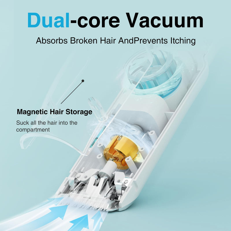 Baby Hair Clippers with Vacuum, Quiet Hair Trimmers for Kids, IPX7 Waterproof Rechargeable Cordless Haircut Kit for Baby Children Infant White Vacuum - PawsPlanet Australia