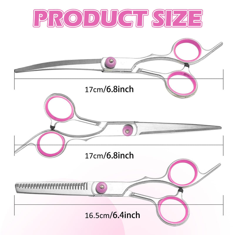Professional Dog Grooming Kit - Stainless Steel 5-Piece Set With Safety Round Tips, Straight and Curved Shears, Thinning Shear and Comb for Dog Cat Pet Hair Care at Home - PawsPlanet Australia