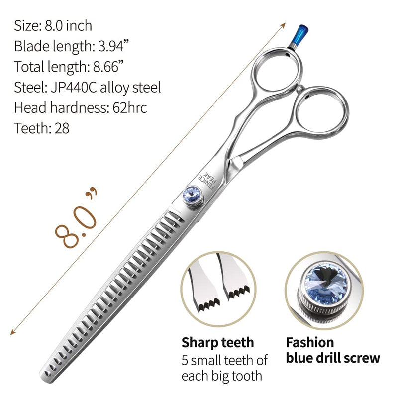 Fenice Professional 7/7.5/8 Pet Grooming Scissors Thinning Cutting Shears for Dog s/Cats Thinning Rate:70-80%(8.0 inch) 8.0'' - PawsPlanet Australia