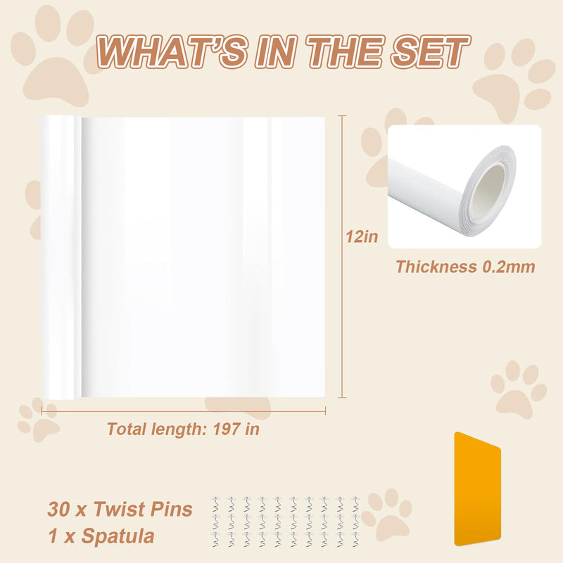 Door Protector from Dog Scratching, 197"x12" Anti Cat Scratch Furniture Protector, Single-Sided Sticky Thicken Vinyl Couch Protector from Cat Claws for Furniture Sofa Door Walls (30 Pins) 197"×12"+30pins - PawsPlanet Australia