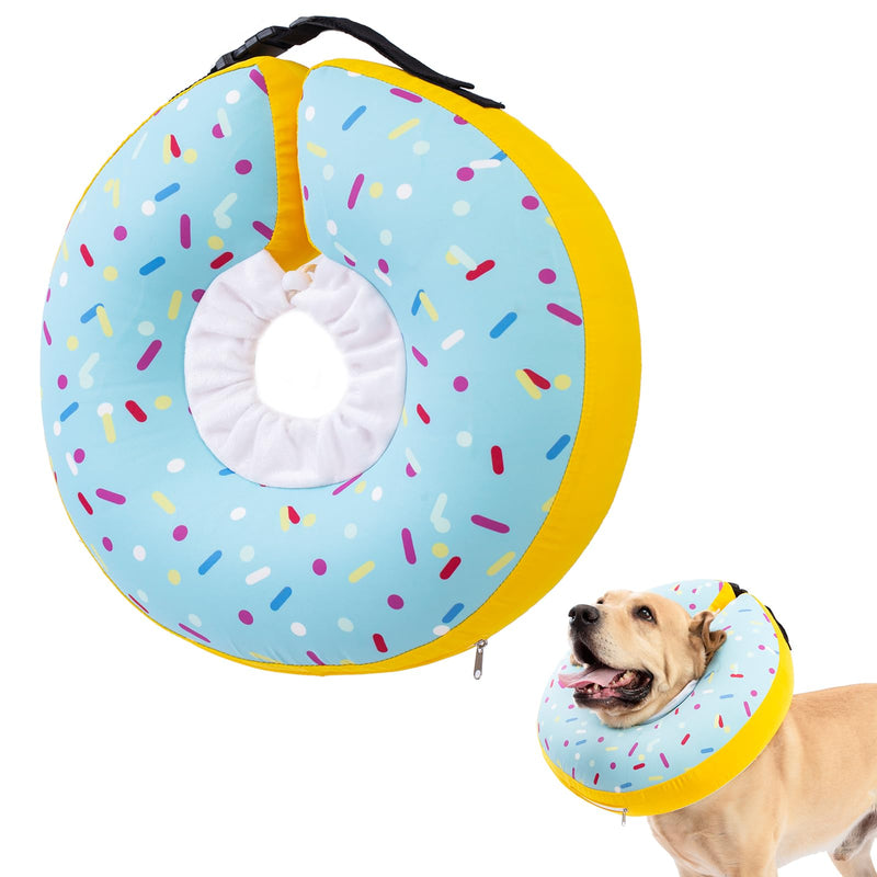 Dog Cone Collar Inflatable Donut for Large Medium Small Dogs, Soft Waterproof Dog Cone Alternative After Surgery Prevents Licking Wounds Easy Clean (Blue, L (Neck 13.5"-18")) Blue L (Neck 13.5"-18")