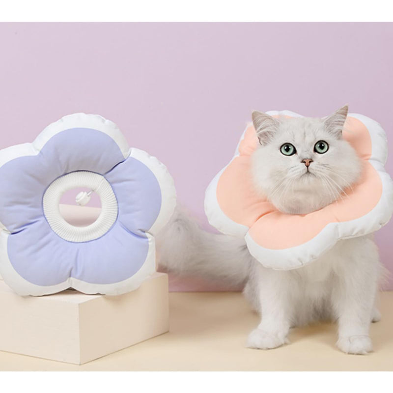Cute Flower Cone, Anti-Splashing Water Soft E Collar for Cats After Surgery, Neck Pillow for Cozy Sleep and Anti-Licking, Donut Cone for Cats/Puppies to Take Photos (Pink, S) Pink