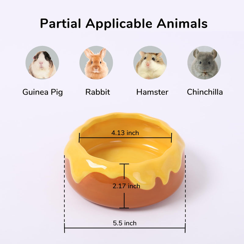 Guinea Pig Food Bowl Hamster Ceramic Water Dish Anti-Spill & Prevent Tipping Rabbit Feeding Bowl for Guinea Pig, Syrian Hamster, Bunny, Rat, Chinchilla, Squirrel, Small Animal (Honey Orange) Honey Orange - PawsPlanet Australia