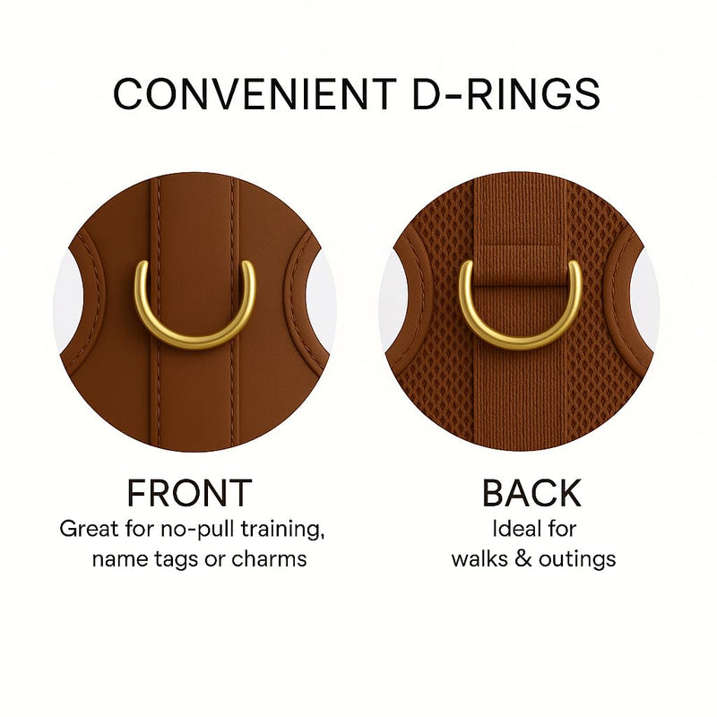 Premium No-Pull Dog Harness Soft Neoprene & Breathable Mesh Vest with Front & Back Clip D-Rings Adjustable Lightweight Walking Harness for Puppies, Small & Medium Dogs (Bronze Brown Gold, M) Bronze Brown Gold M: Neck=15.4-20.1''/Chest=18.1-24.4'' - PawsPlanet Australia