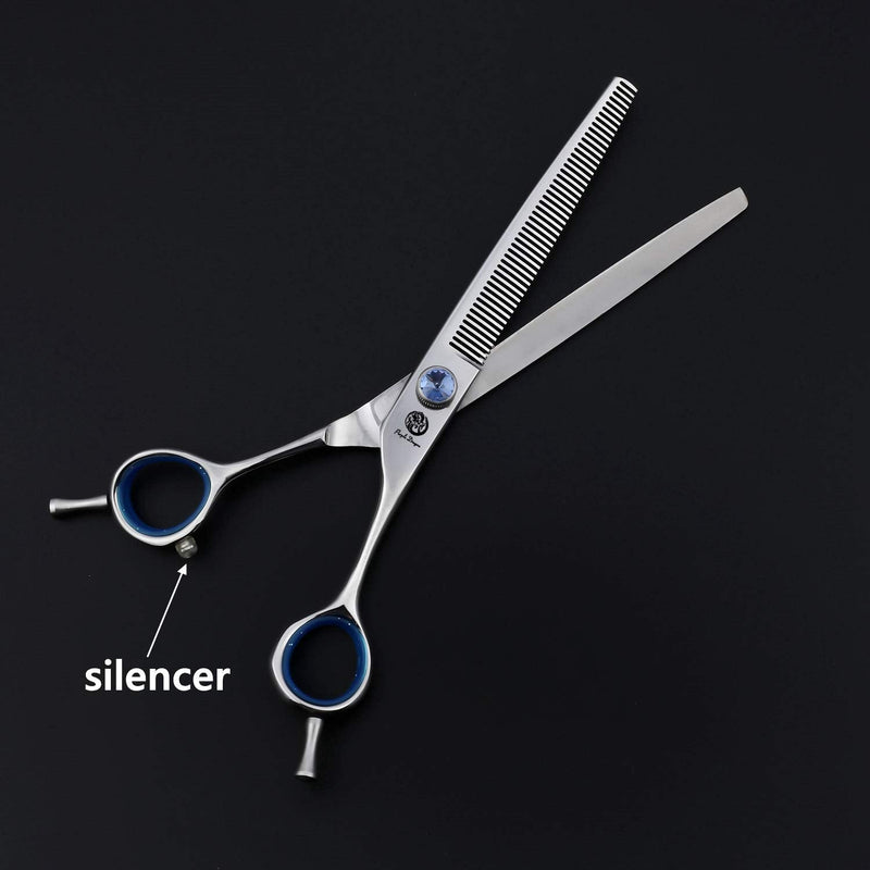 Purple Dragon Touch Pet Blenders Shears, 7.0" 50-Tooth Thinning Scissor for Dogs, 440c Japanese Stainless Steel Texturizers Dog Thinning Shears(Blue) Blue - PawsPlanet Australia