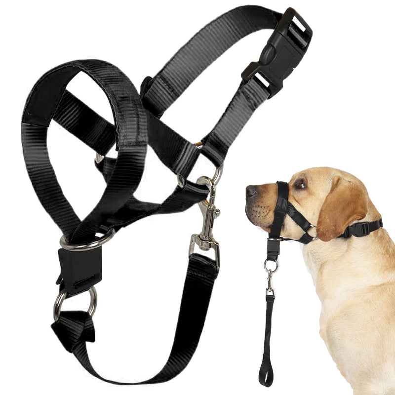 BARKLESS Head Collar with Safety Link, Soft Padded Halter to Prevent Dog Pulling on Leash, Gentle Anti-Pulling Training Solution for Walks, Adjustable No Pull Dog Nose Leash (XXL, Black) XXL