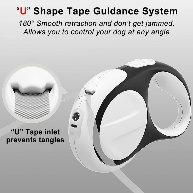 Retractable Dog Leash with Light and Poop Bag Holder, 16ft Dog Leash Retractable for Small Medium Dogs Walking, Rechargeable Puppy Retractable Leash with Led Flashlight for Pet Upto 66 Lbs, No Tangle With Led Light 16 FT - PawsPlanet Australia