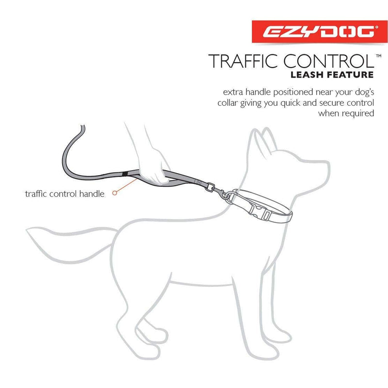 EzyDog Soft Trainer Dog Leash with Traffic Control Handle - Reflective Stitching for Nighttime Safety and Superior Strength and Comfortability for Training Large to Medium Dogs (72”, Denim) Standard - PawsPlanet Australia