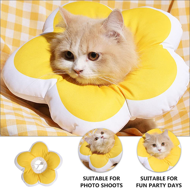 POPETPOP Soft Cat Cone Collar – Waterproof Recovery Elizabethan Collar Prevents Licking & Biting, Lightweight Washable Fabric Flower Design for Post-Surgery Healing, Fits Cats & Kittens