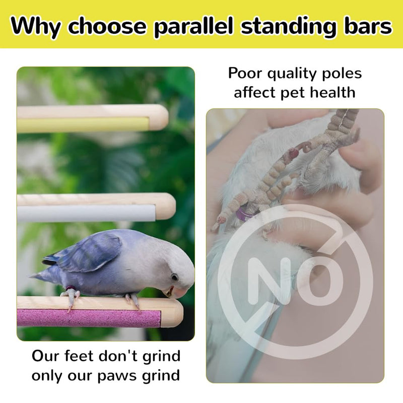 2-Pack 7.8" Bird Perches with Sandy Grip Natural Wood & Stand for Small Birds Cage Accessories for Parakeets, Cockatiels, Lovebirds; Foot Health & Nail Care - PawsPlanet Australia