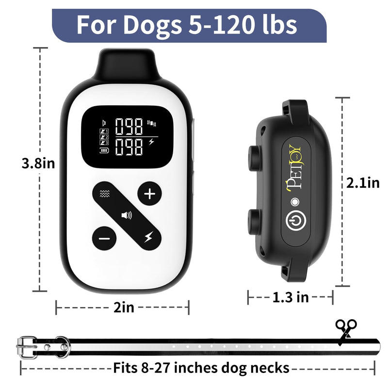 PetJoy Shock Collar for Large Dogs, Bark Collar with Remote, Bark and Training Collar 2 in 1, Auto Bark Collar - Shock, Vibration, Beep and Auto Mode (Level 1-5), Remote Range 2800 Ft Collar-22 - PawsPlanet Australia