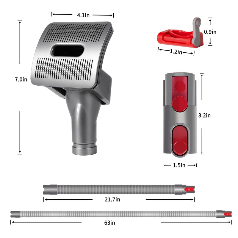 Pet Grooming Kit Compatible with Dyson V7 V8 V10 V11 V15 Gen5 Vacuum Cleaner,Dog Brush Vacuum Attachment with Extended Vacuum Hose & Trigger Lock,Suitable for Small Dogs or Cat Quiet Personality Pet Grooming Kit Suitable for Small Breed Dogs or Cat - PawsPlanet Australia