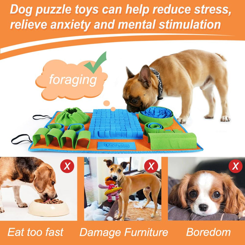 Vivifying Snuffle Mat for Dogs, Interactive Dog Puzzle Toy for Boredom and Mental Stimulation, Enrichment Feeding Game Sniff Mat Helps Dogs and Cats Slow Eating and Keep Busy Blue Green Orange - PawsPlanet Australia
