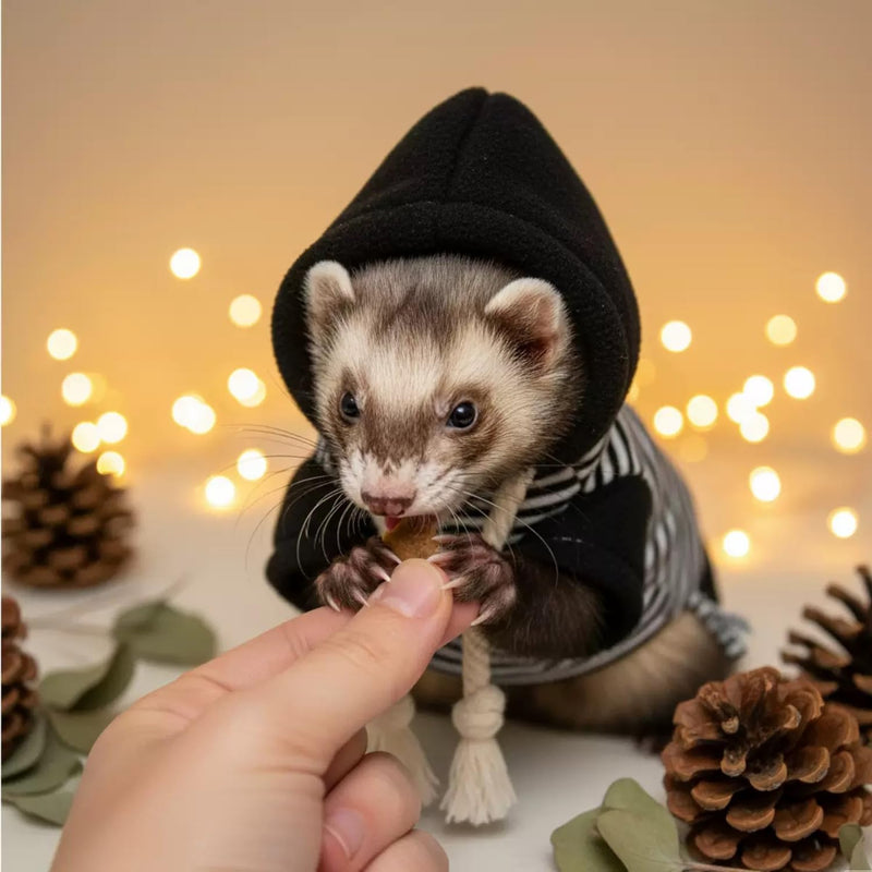 Ferret Harness and Leash Set Ferret Clothes Small Animals Harness Hoodies for Ferrets and Other Small Pet Accessories (Black White) black white
