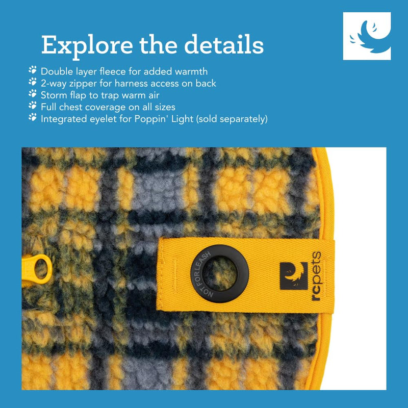 RC Pets Double-Layered, Adjustable Tundra Fleece | 16 Inches, Arctic Blue/Tennis Blue/Yellow - PawsPlanet Australia