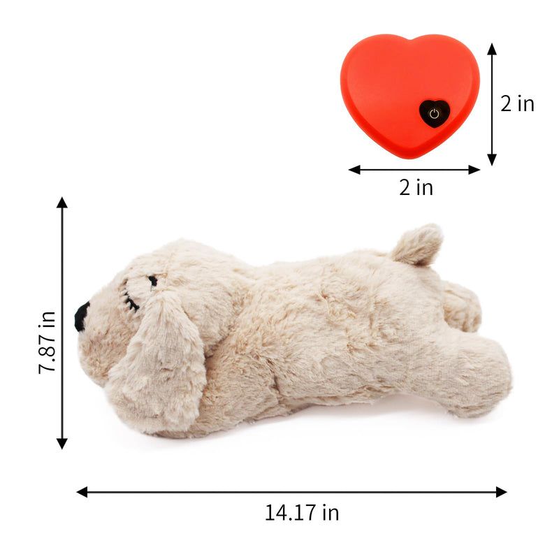 3T group Heartbeat Puppy Toy Sleep Aid for Dogs,Heartbeat Dogs Toys for Anxiety Relief,Stuffed Animal with Heartbeat for Puppy,Dog Heartbeat Toy for Puppy Plush Calming Toys Puppy Essentials(Beige) beige - PawsPlanet Australia